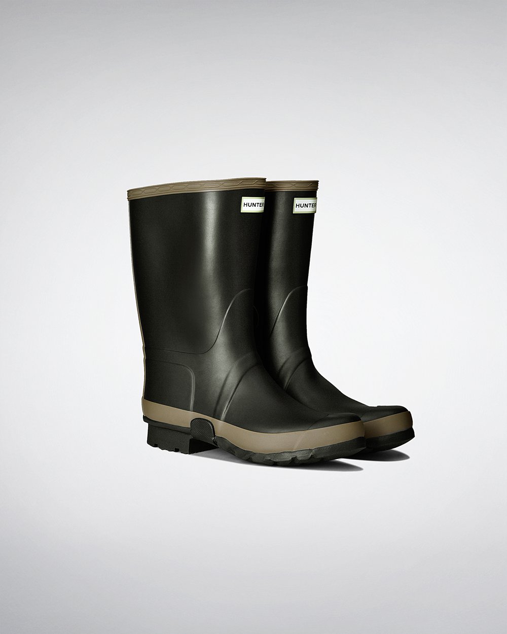 Men Hunter Gardener | Short Rain Boots Dark Olive | NZ-87251-PLRT